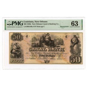USA 50 DOLLARS - Canal Bank 1850 - PMG 63