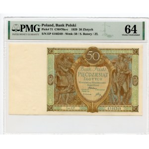 50 złotych 1929 - Seria EP. - PMG 64