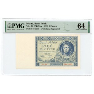 5 złotych 1930 - Seria BH - PMG 64