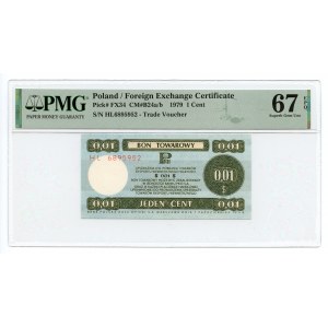 Polen,Gutschein für 1 Cent ($0,01), HL-Serie - 1979 - PMG 67 EPQ