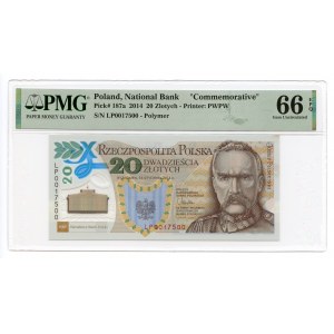 20 zlotých 2014 - 100. výročí polských legií - polymerová bankovka - PMG 66 EPQ