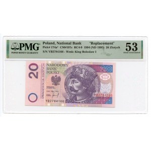 20 zlotých 1994 - náhradná séria YB - PMG 53