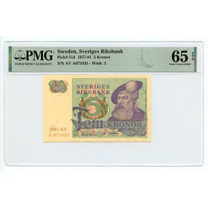 Szwecja, 5 koron, 1981 AY - PMG 65 EPQ