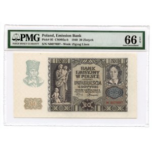 20 złotych 1940 - seria N - PMG 66 EPQ