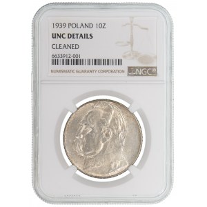 10 zlotých 1939 - Józef Piłsudski - NGC UNC Podrobnosti