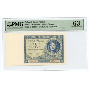5 gold 1930 - DG series - PMG 63