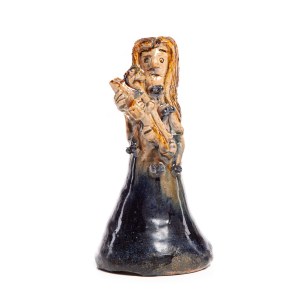 Henryk ROKITA (1930 - 2020) ?, Figurka Maria z krzyżem, ludowa ceramika z Rędocina