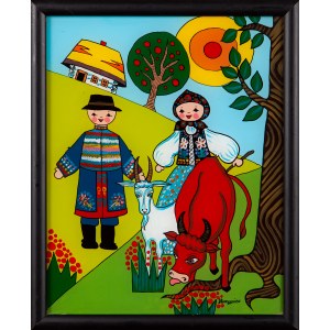 Ewa GOCEK-SKRZYPIEC, Painting on glass Folk motif