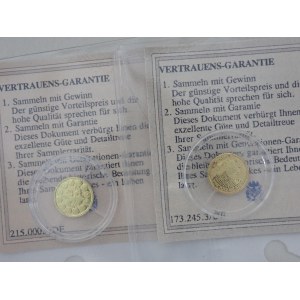 10 Jahre Euro in Gold 2009, Au585 0.5g, U.S. History of Gold 2009, Au585 0.5g, obě v kapslích a certifikáty + karton, Au, 2 ks