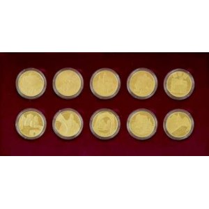 Sada 10 zlatých mincí Mosty České republiky 2011 - 2015, certifikáty, kapsle, luxusní dřevěná etue, Au,