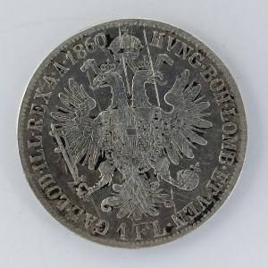 1 Zlatník 1860 V, skrábance, 'R', Ag,