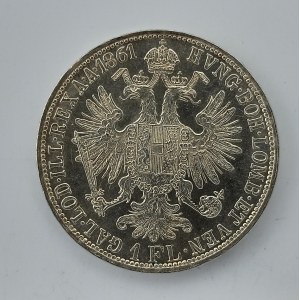 1 Zlatník 1861 A, bez tečky za REX, sbírk. nep. hr., dr. rys., Ag,