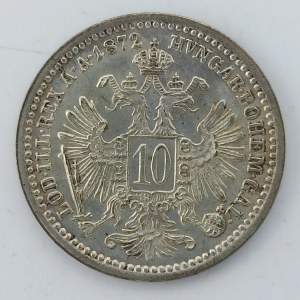 10 Krejcar 1872 bz, patina, Ag,