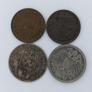 6 Krejcar 1849 A, 10 Haléř 1907 bz, 1 Haléř 1901 bz, 1 Filler 1902 KB, 4 ks