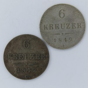 6 Krejcar 1849 A, C, Ag, 2 ks