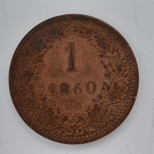 1 Krejcar 1860 bez značky, 'R', zajímavé, Cu,