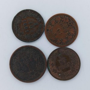 1 Krejcar 1868 KB, 5/10 Krejcar 1858 A, 1881 bz, 1885 bz, Cu, 4 ks