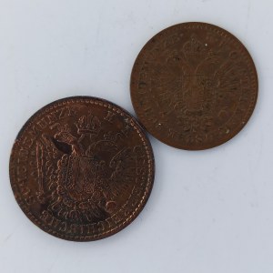 1/2 Krejcar 1851 A, 1/4 Krejcar 1851 A, Cu, 2 ks