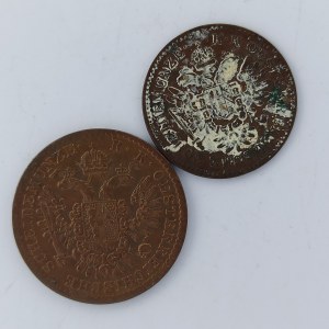 1/2 Krejcar 1851 B, 1/4 Krejcar 1851 B, Cu, 2 ks