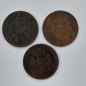 5/10 Krejcar 1858 B, 1859 A, 1885 b.z., Cu, 3 ks