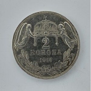 2 Koruna 1914 KB, 'R', nep. hry, Ag,