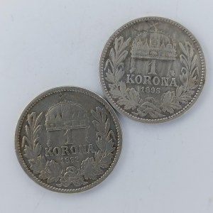 1 Koruna 1893, 1895 obě KB, Ag, 2 ks