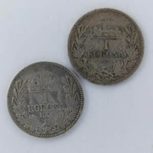 1 Koruna 1894, 1895 obě KB, Ag, 2 ks