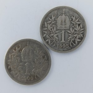 1 Koruna 1895, 1900 obě bz, Ag, 2 ks