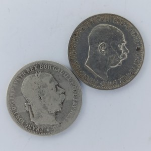 1 Koruna 1895, 1912 obě bz, Ag, 2 ks