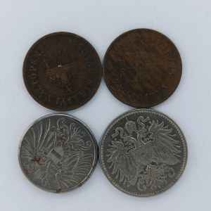 10 Haléř 1895 bz, 2 Haléř 1917 bz, 1 Filler 1900 KB, 1902 KB, 4 ks
