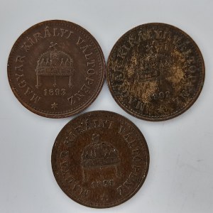 1 Filler 1893, 1895, 1902, vše KB, Cu, 3 ks