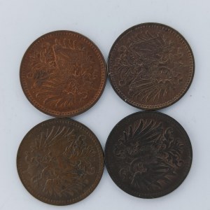 1 Haléř 1901, 1910, 1914, 1916 nový znak, vše bz, Cu, 4 ks