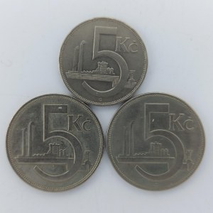5 Koruna 1925, 1926, 1938, 3 ks