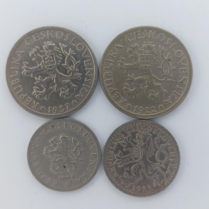 1 Koruna 1922, 1937, 25 Haléř 1933, 20 Haléř 1928, CuNi, 4 ks