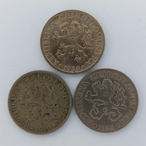 1 Koruna 1925, 1930, 1938, CuNi, 3 ks