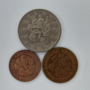 50 Haléř 1931, 10 Haléř 1925, 5 Haléř 1923 (0/0), Cu, 3 ks