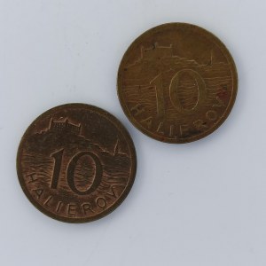 10 Haléř 1939, 1942, Cu, 2 ks