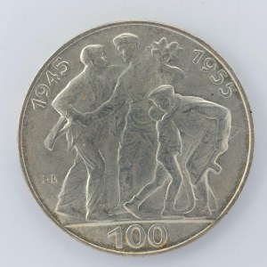 100 Kčs 1955, dr, úhozy, Ag,