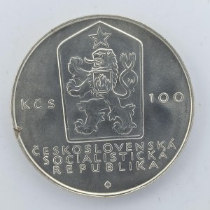 100 Kčs 1983 K. Marx, dr. vada střižku, Ag,