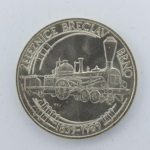 50 Kčs 1989 železnice Břeclav-Brno, Ag,