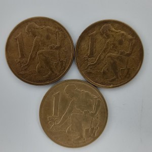 1 Kčs 1958, 1961 'R', 1962, 3 ks