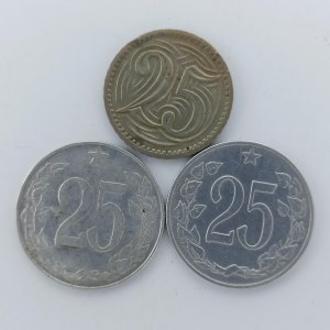25 Haléř 1953, 1964 'R', 25 h 1933, 3 ks