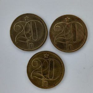 20 Haléř 1976, 1977, 1978, CuZnNi, 3 ks