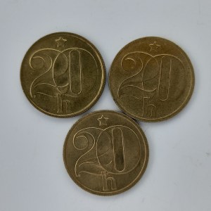 20 Haléř 1979, 1980, 1985, CuZnNi, 3 ks