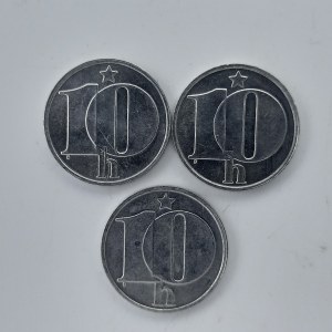 10 Haléř 1974, 1975, 1976, AlMg, 3 ks