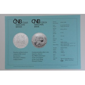 Certifikát k pamětní minci 200 Kč 1998 800. výr. korunovace Otakara I. českým králem, PROOF, 3000 ks! ,