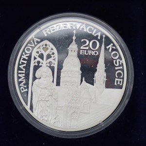 20 Euro 2013 Košice pamiatková rezervácia, kapsle, orig. etue, certifikát , Ag,