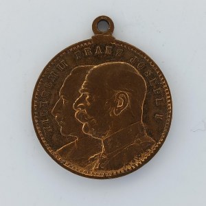 AE med. Wilhelm II. Franz Joseph I. / 1914 Einigkeit Macht Stark, orig. ouško, 2.93g, 19.2mm, Pozl. Br,