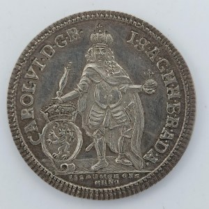 ČNS Brno 182. aukce, AR žeton dle výtěžkového dvoudukátu z jílovského zlata 1727 Karla VI. 5,67g /J. Jelínek/ RS-56b, Ag,