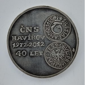 ČNS Havířov AR med. 1972-2012, 40 let pobočky, Ag punc 999, 15.5g, 31mm, Fou1.A9/4a, Ag,